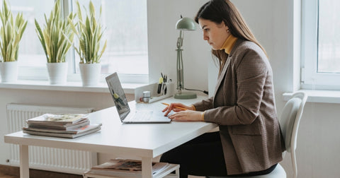 Woman sitting on an office chair